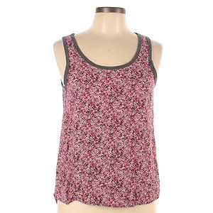 Pink floral tank with gray piping
